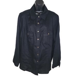 Style & Co. Women's plus size Black Linen button down shirt size 20w